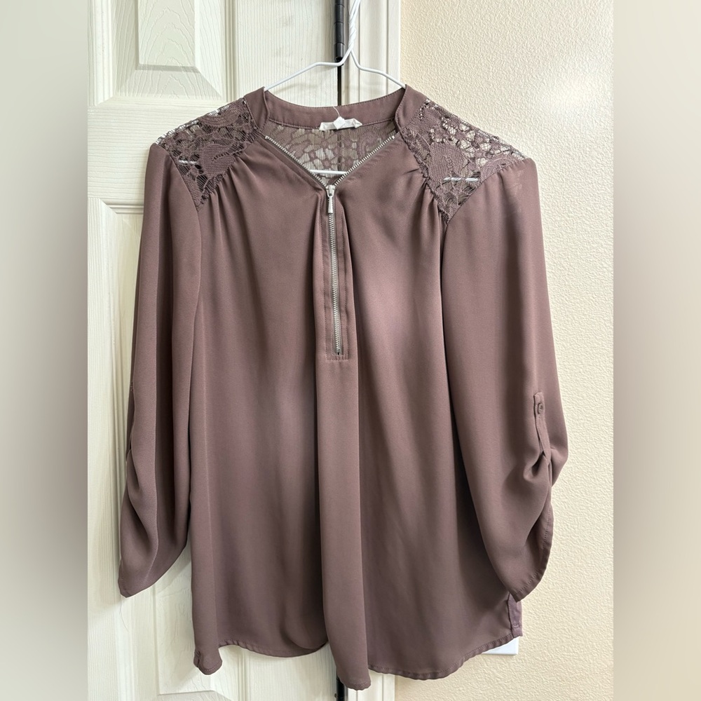 Maurices Dusty Rose Lace Detail Blouse